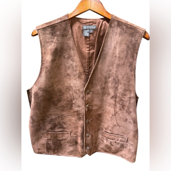 Vintage The J. Peterman Company Hunting Vest in Brown Suede